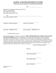 Form FDACS-08440 Assignment of Certificate of Deposit for Non-native Species Planting - Florida, Page 2