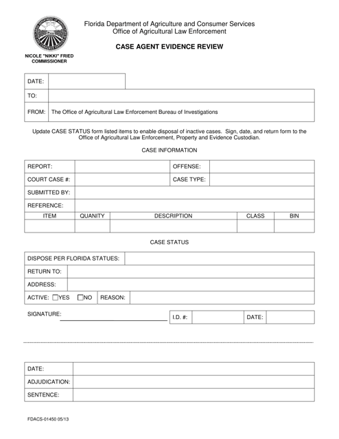 Form FDACS-01450  Printable Pdf