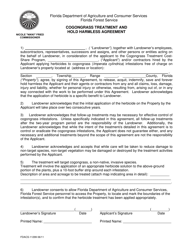 Document preview: Form FDACS-11299 Cogongrass Treatment and Hold Harmless Agreement - Florida