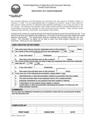 Document preview: Form FDACS-11052 Recovery Act Questionnaire - Florida