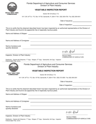 Document preview: Form FDACS-08237 Vegetable Inspection Report - Florida
