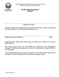 Document preview: Form FDACS-01399 Victim's Rights Booklet Receipt - Florida