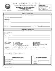 Document preview: Form FDACS-13366 Worker Protection Standard Trainer Application - Florida
