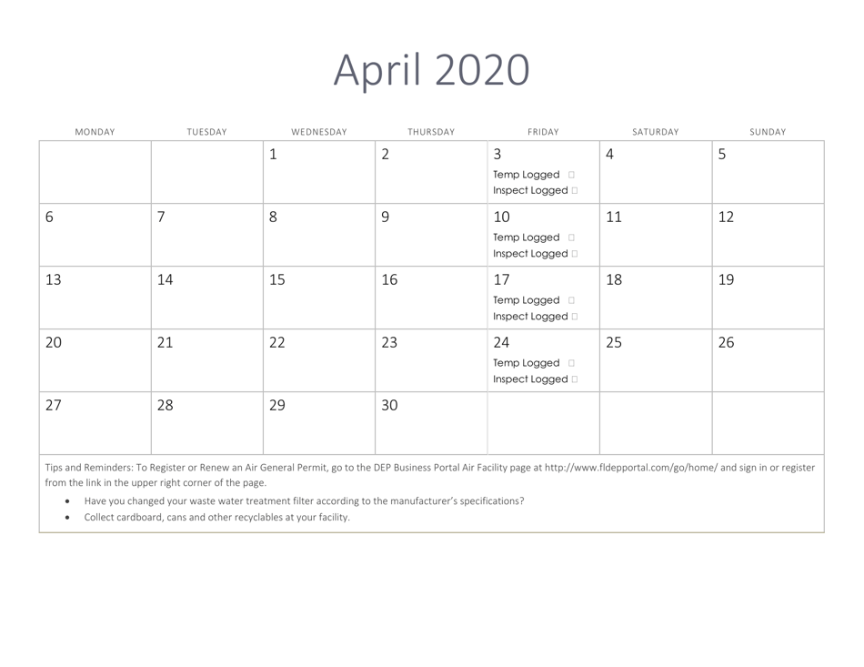 Compliance Calendar for Florida Perchloroethylene Dry Cleaners - Florida, Page 12