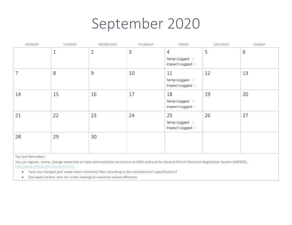 Compliance Calendar for Florida Perchloroethylene Dry Cleaners - Florida, Page 22