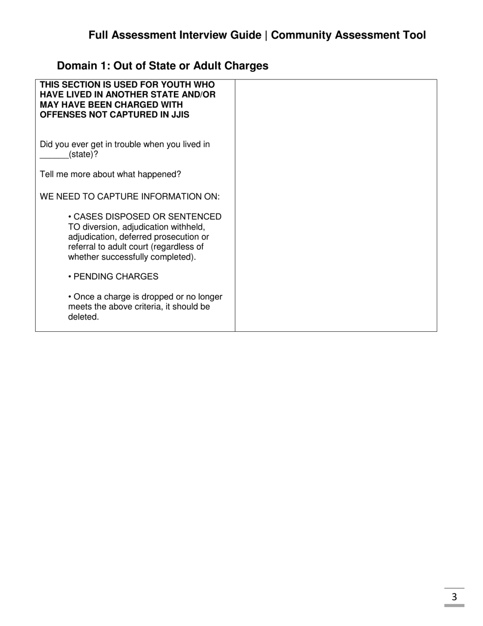 Full Assessment Interview Guide Community Assessment Tool - Florida, Page 3