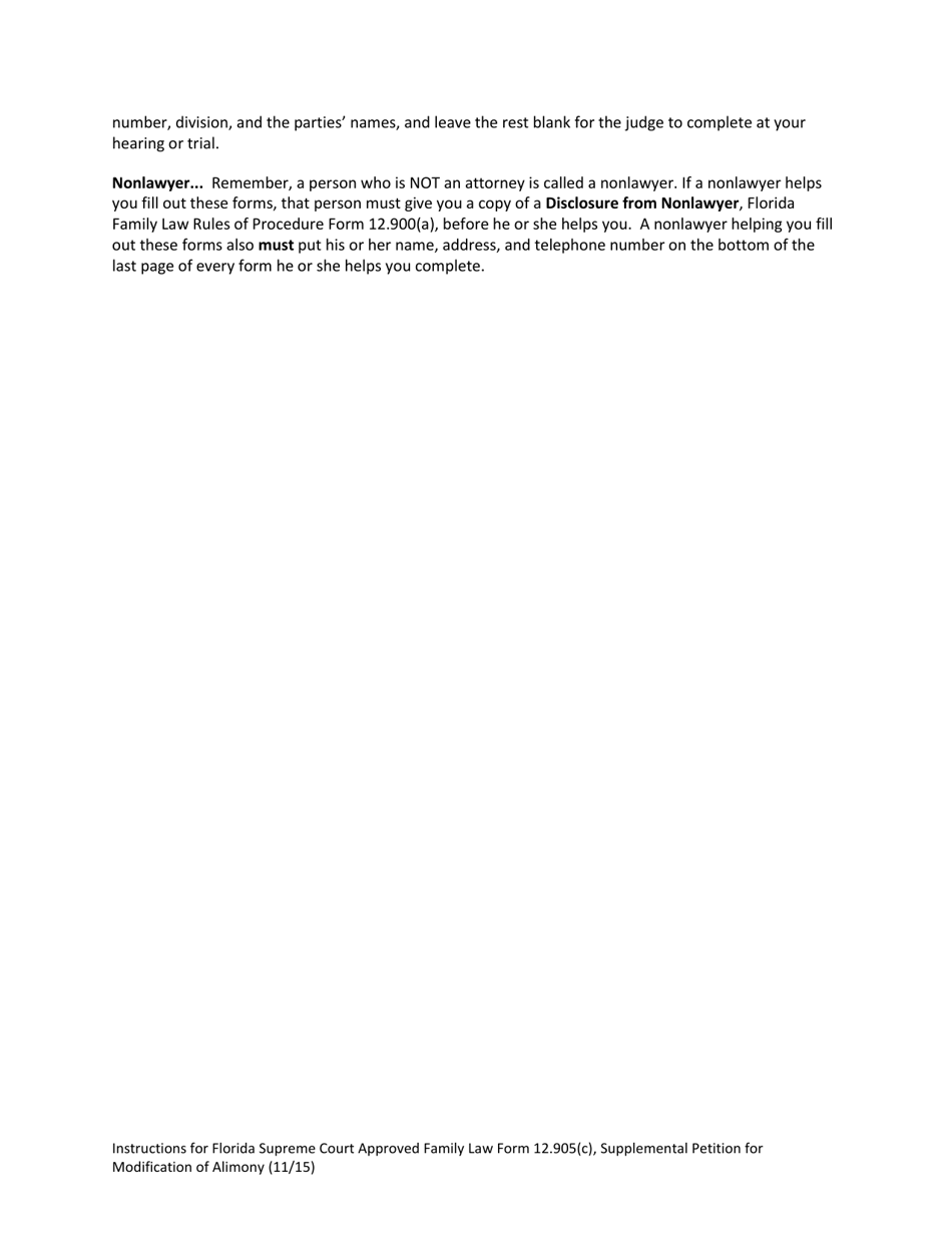 Family Law Form 12.905(C) Supplemental Petition for Modification of Alimony - Florida, Page 4