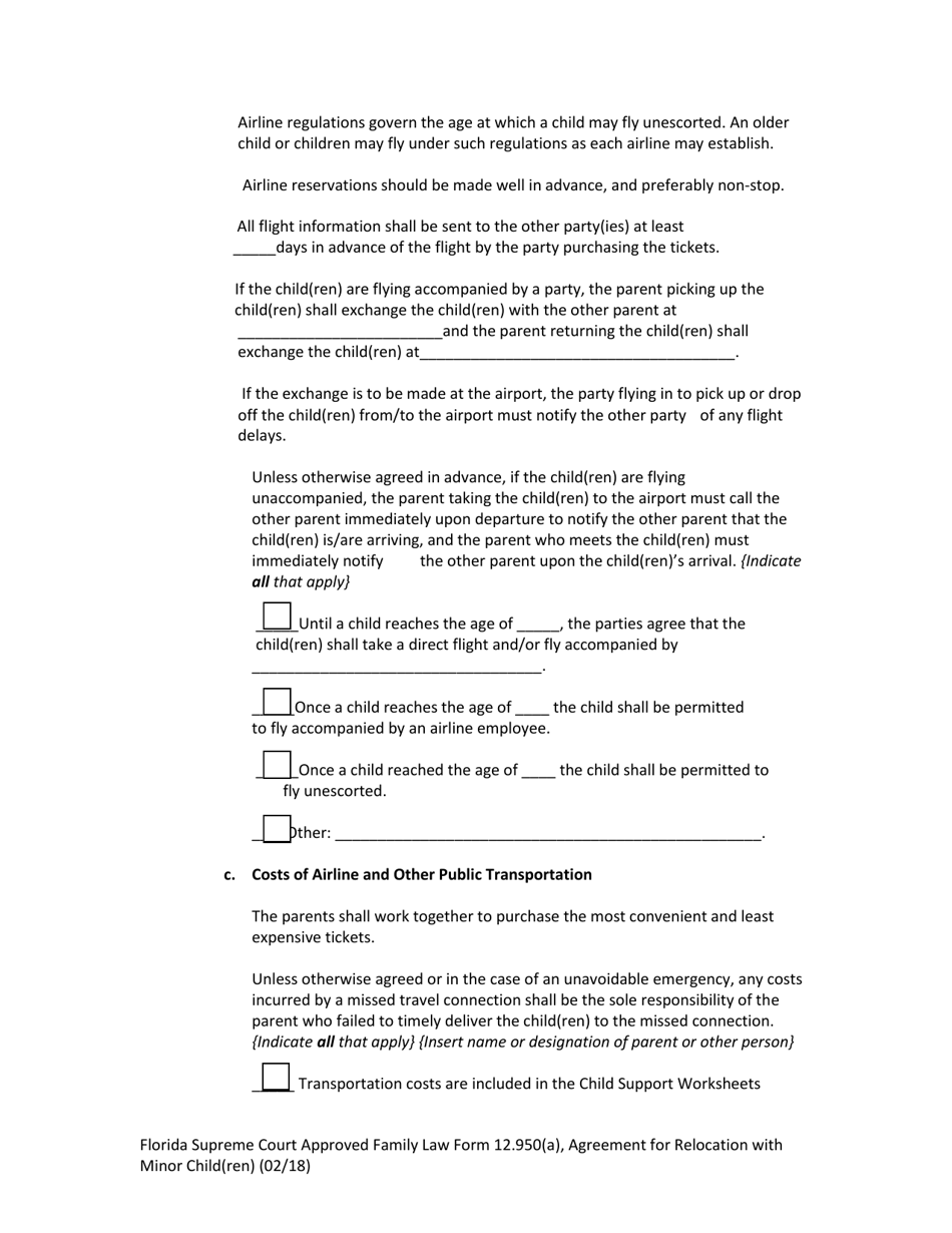 Family Law Form 12.950(A) Agreement for Relocation With Minor Child(Ren) - Florida, Page 15