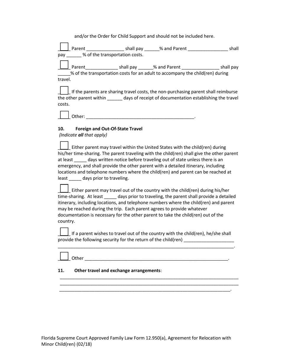 Family Law Form 12.950(A) Agreement for Relocation With Minor Child(Ren) - Florida, Page 16