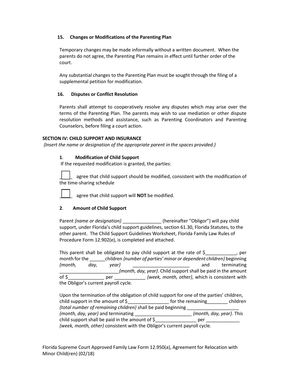 Family Law Form 12.950(A) Agreement for Relocation With Minor Child(Ren) - Florida, Page 18