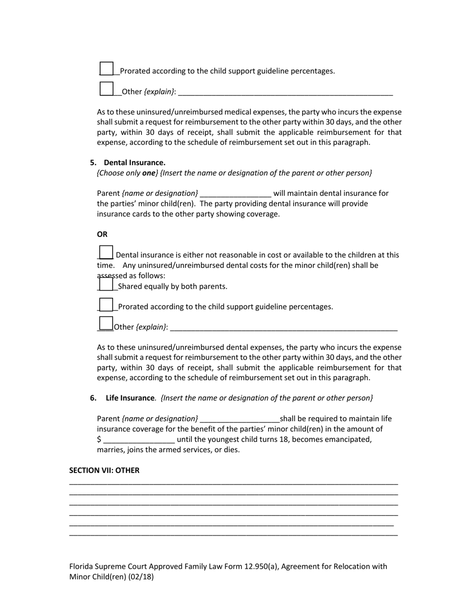 Family Law Form 12.950(A) Agreement for Relocation With Minor Child(Ren) - Florida, Page 20