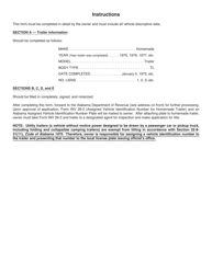 Form INV26-1 Application for Alabama Assigned Vehicle Identification Number for a Homemade Trailer - Alabama, Page 2