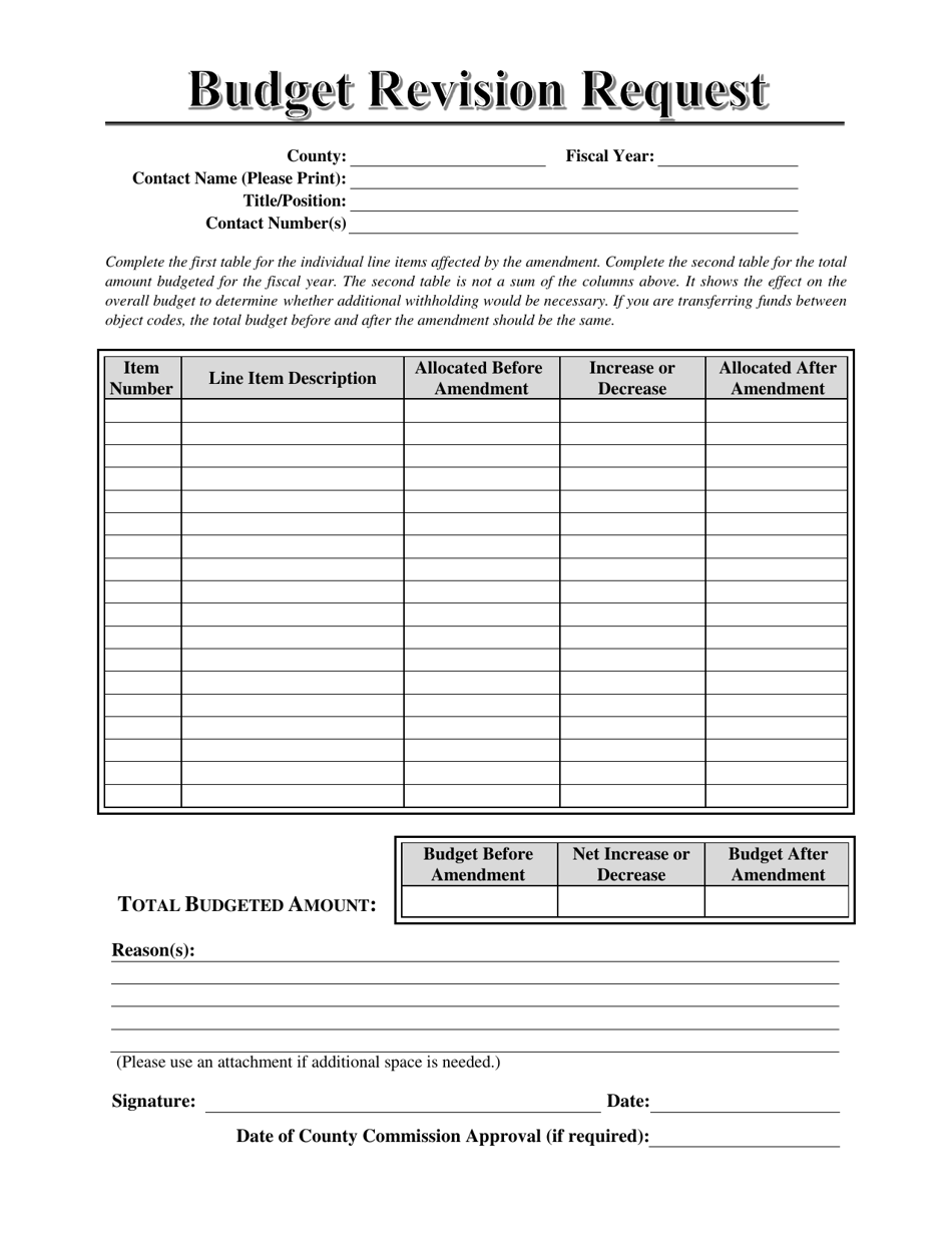 Budget Revision Request - Alabama, Page 1