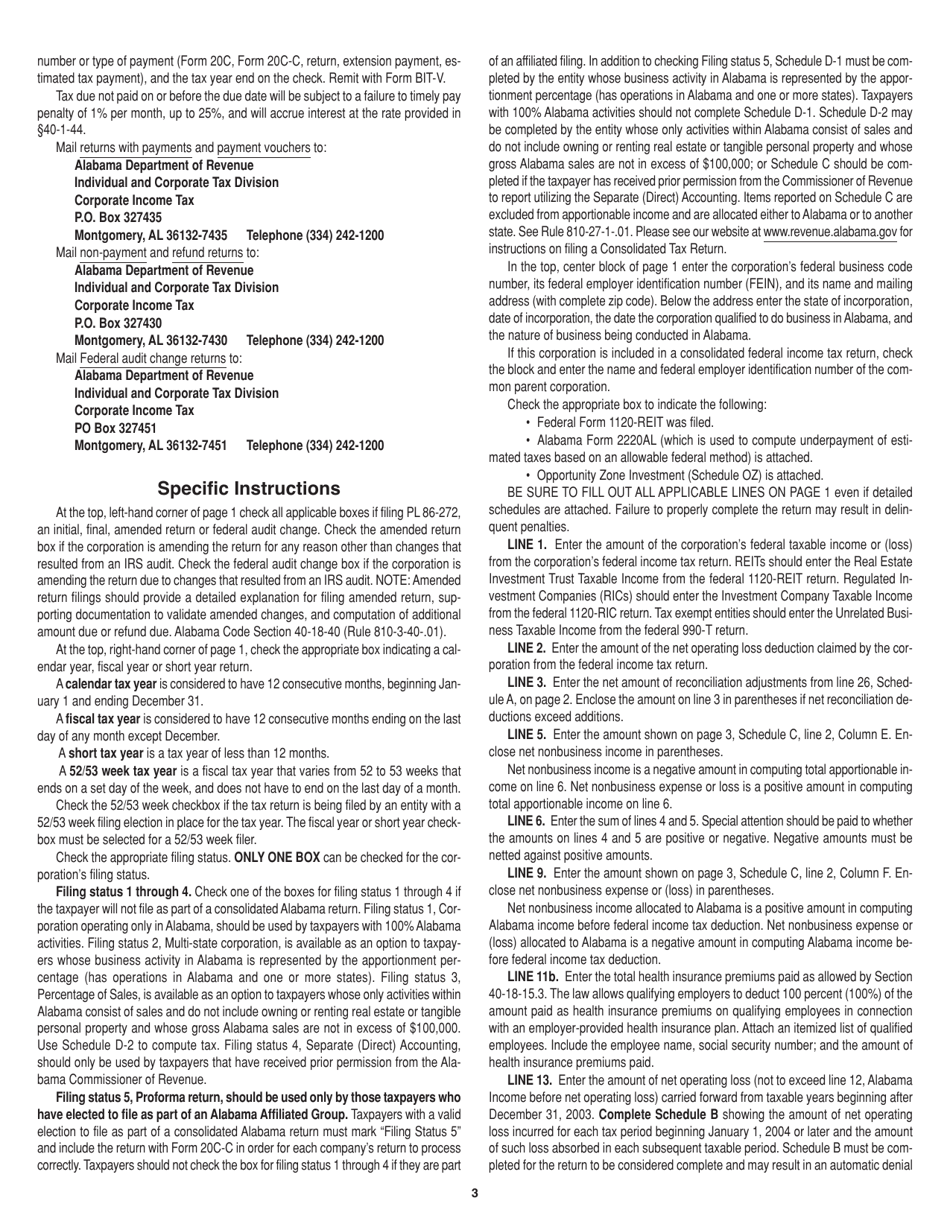 Instructions for Form 20C Corporation Income Tax Return - Alabama, Page 3