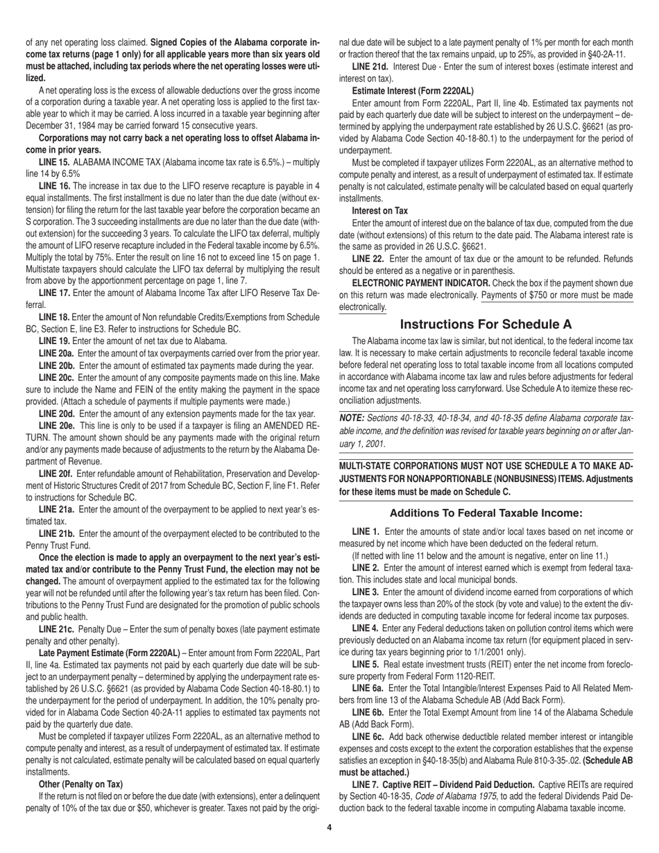 Instructions for Form 20C Corporation Income Tax Return - Alabama, Page 4