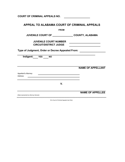 Appeal to Alabama Court of Criminal Appeals - Alabama