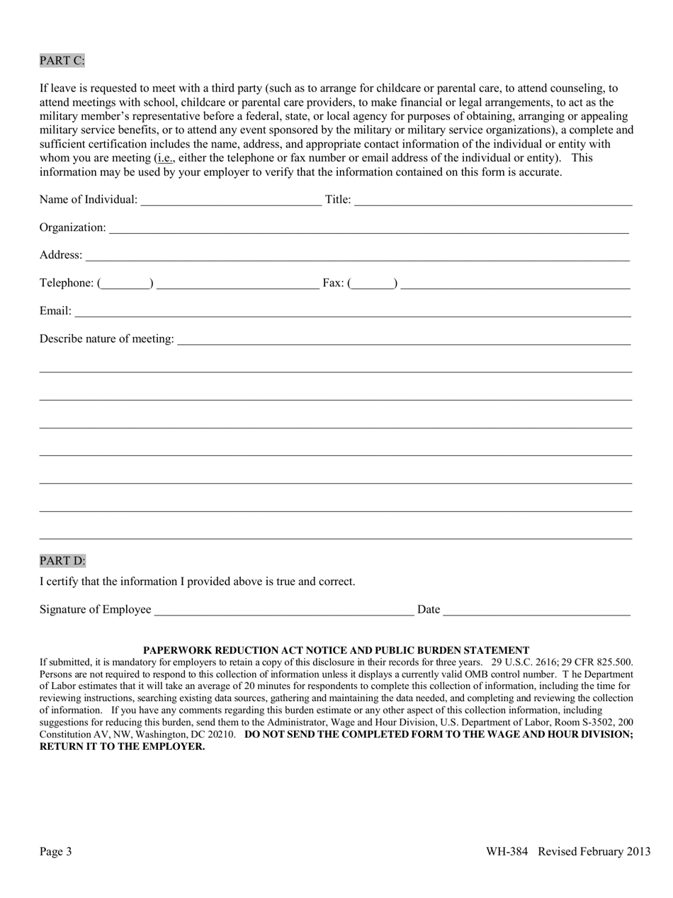 Form WH-384 Certification of Qualifying Exigency for Military Family Leave - Arkansas, Page 3
