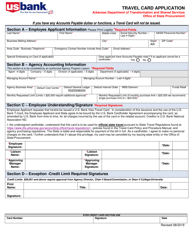 Document preview: Travel Card Application/Agreement - Arkansas