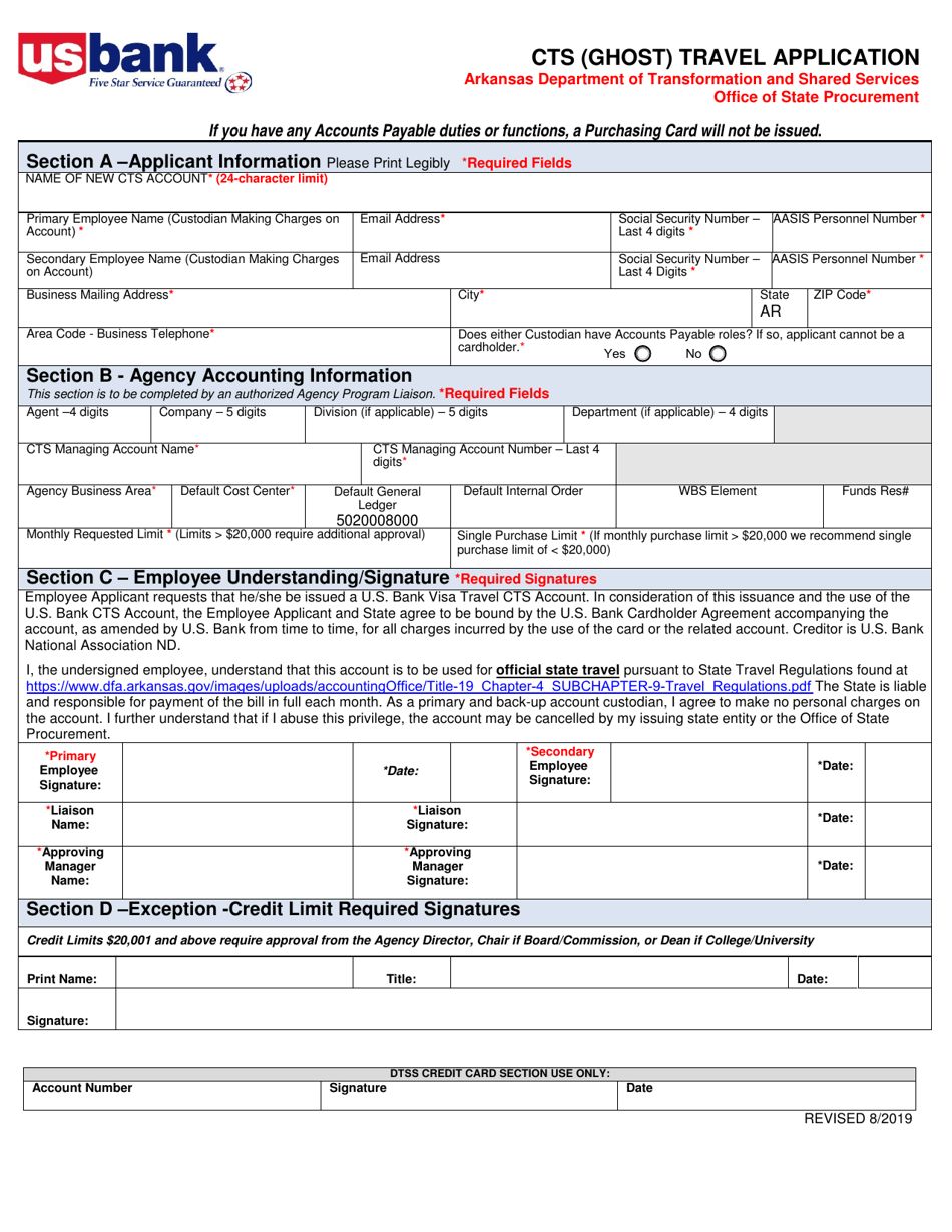 Cts (Ghost) Application / Agreement - Arkansas, Page 1