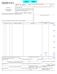 Document preview: Form STD.66 Purchase Estimate - California