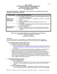 Form DBPR AA4101 Application for Licensure as an Athlete Agent - Florida