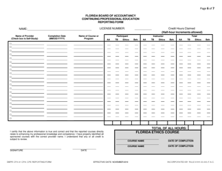 Form DBPR CPA7 CPA Change of Status Application - Florida, Page 6