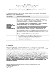 Document preview: Form DBPR-DDC-208 Application for Restricted Prescription Drug Distributor - Charitable Organization Permit - Florida