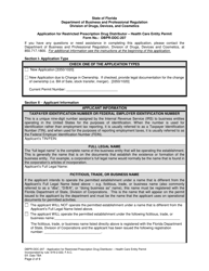 Form DBPR-DDC-207 &quot;Application for Restricted Prescription Drug Distributor - Health Care Entity Permit&quot; - Florida, Page 2