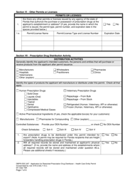 Form DBPR-DDC-207 &quot;Application for Restricted Prescription Drug Distributor - Health Care Entity Permit&quot; - Florida, Page 7
