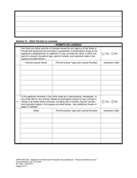 Form DBPR-DDC-209 Application for Restricted Prescription Drug Distributor - Reverse Distributor Permit - Florida, Page 8