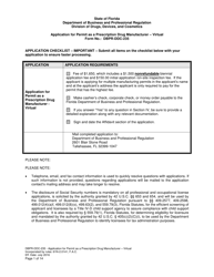 Form DBPR-DDC-235 Application for Permit as a Prescription Drug Manufacturer - Virtual - Florida
