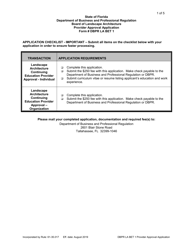 Document preview: Form DBPR LA BET1 Provider Approval Application - Florida