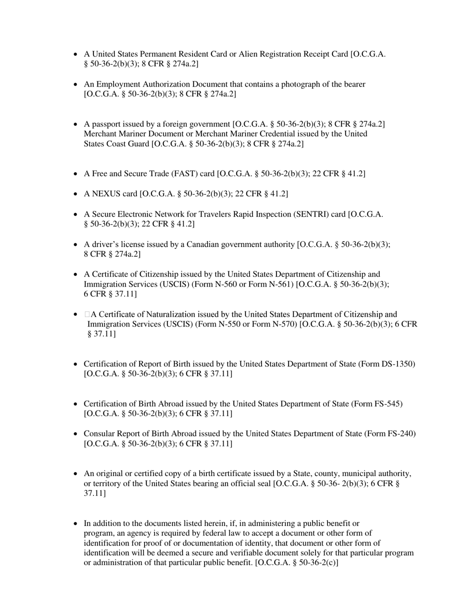 O.c.g.a. 50-36-1(E)(2) Affidavit Verifying Applicant Status for Public Benefits - Georgia (United States), Page 3
