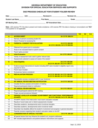 &quot;Due Process Checklist for Student Folder Review&quot; - Georgia (United States)