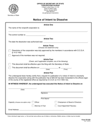 Form CD525 Notice of Intent to Dissolve - Georgia (United States), Page 2