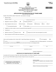 Form T-1 Application for Registration of Trade Name - Hawaii, Page 2
