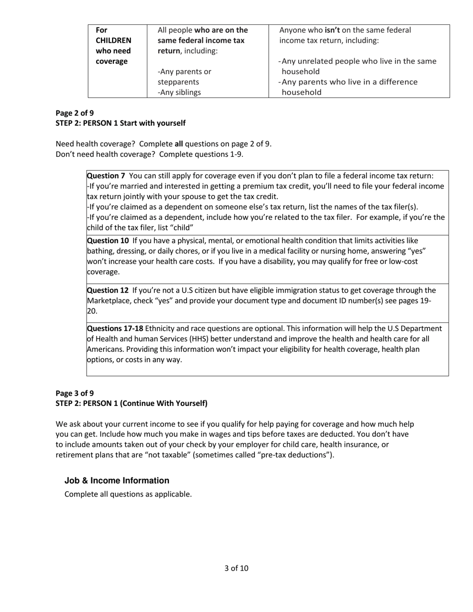 Instructions for Form DHS1100 Application for Health Coverage  Help Paying Costs - Hawaii, Page 3