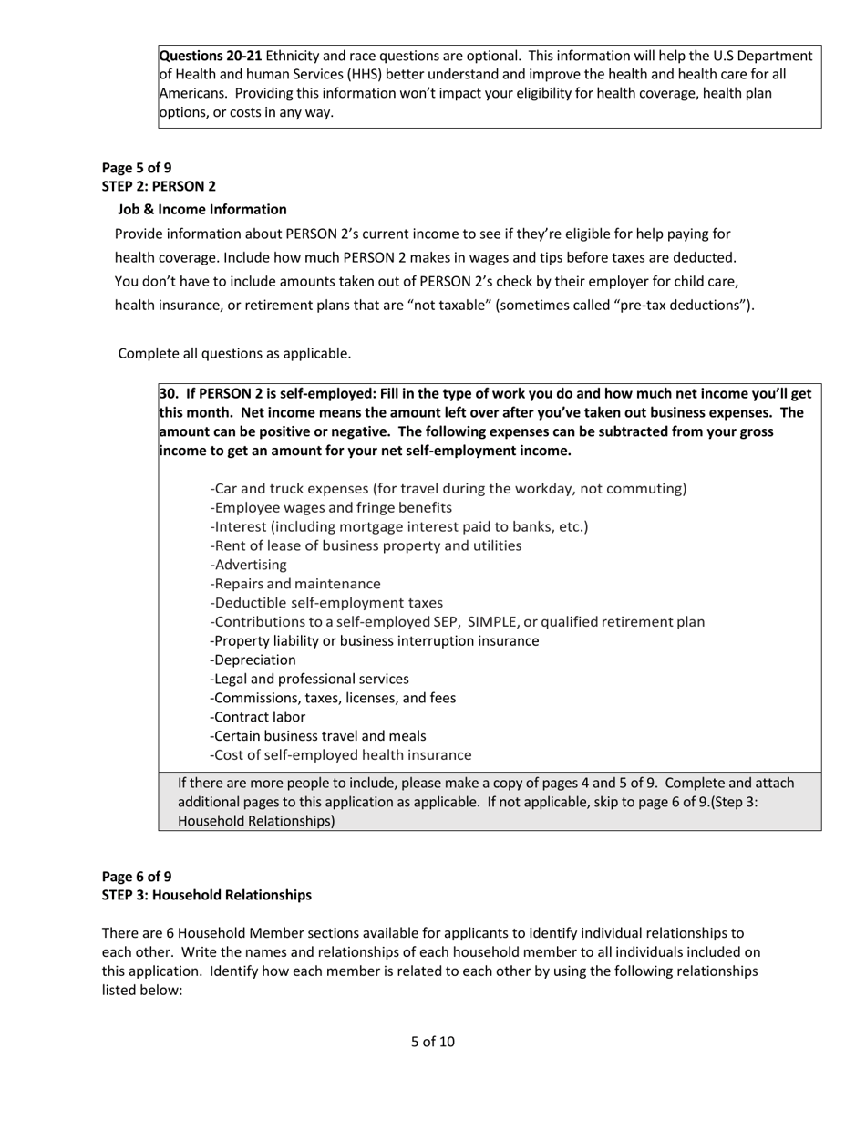 Instructions for Form DHS1100 Application for Health Coverage  Help Paying Costs - Hawaii, Page 5