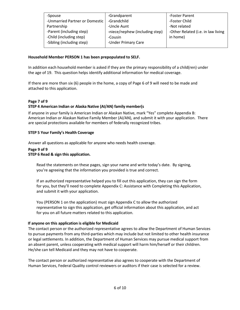 Instructions for Form DHS1100 Application for Health Coverage  Help Paying Costs - Hawaii, Page 6