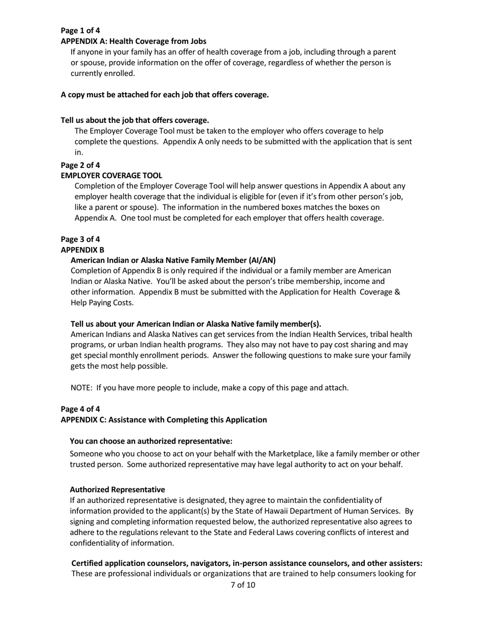 Instructions for Form DHS1100 Application for Health Coverage  Help Paying Costs - Hawaii, Page 7