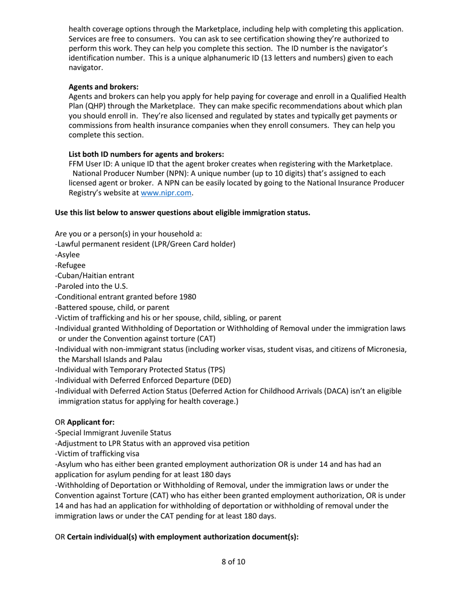 Instructions for Form DHS1100 Application for Health Coverage  Help Paying Costs - Hawaii, Page 8