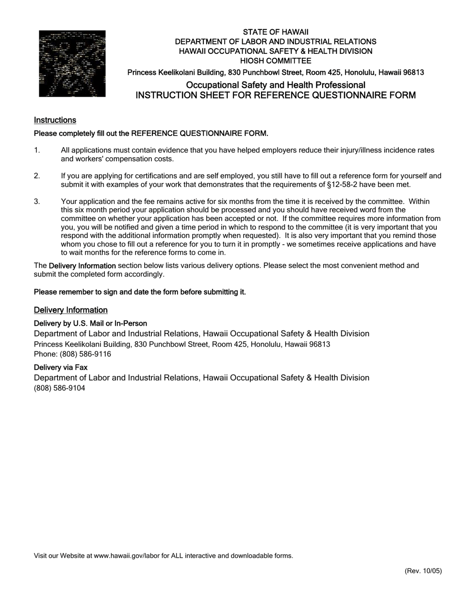 Hawaii Reference Questionnaire Form Fill Out, Sign Online and Download PDF Templateroller