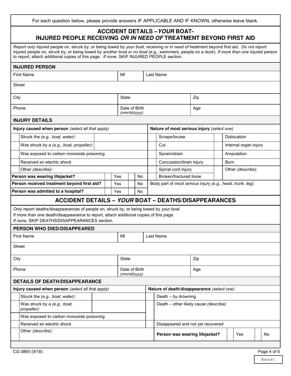 Form CG-3865 - Fill Out, Sign Online and Download Fillable PDF ...