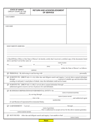 Form 1C-P-022 &quot;Return and Acknowledgment of Service&quot; - Hawaii