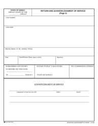 Form 1C-P-022 &quot;Return and Acknowledgment of Service&quot; - Hawaii, Page 2