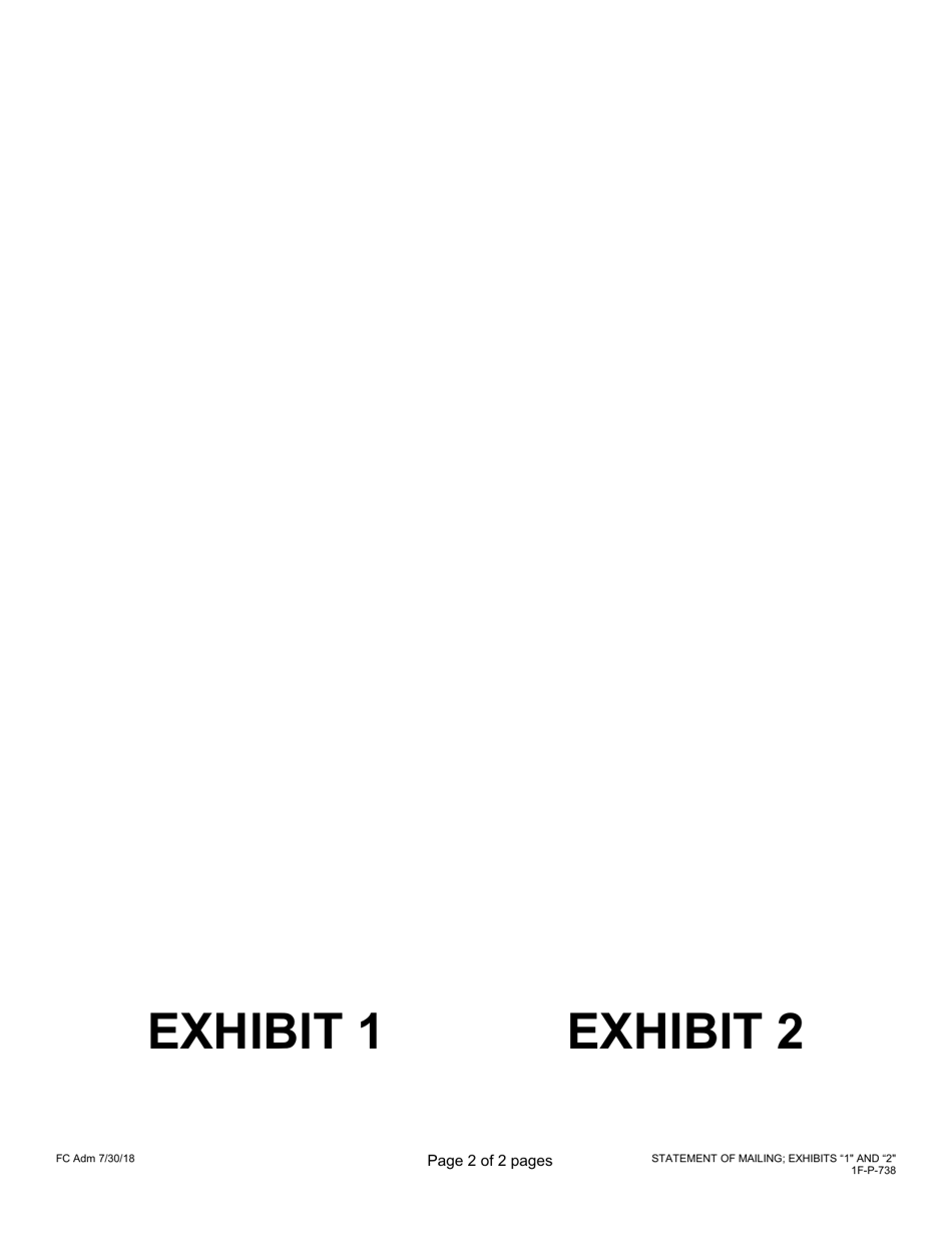 Form 1F-P-738 Statement of Mailing Exhibits 1 and 2 - Hawaii, Page 2
