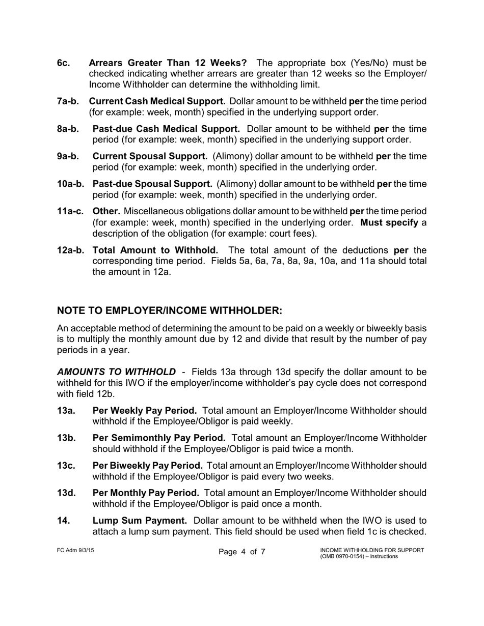 Instructions for Form 1F-P-1098 Order / Notice to Withhold Income for Support - Hawaii, Page 4