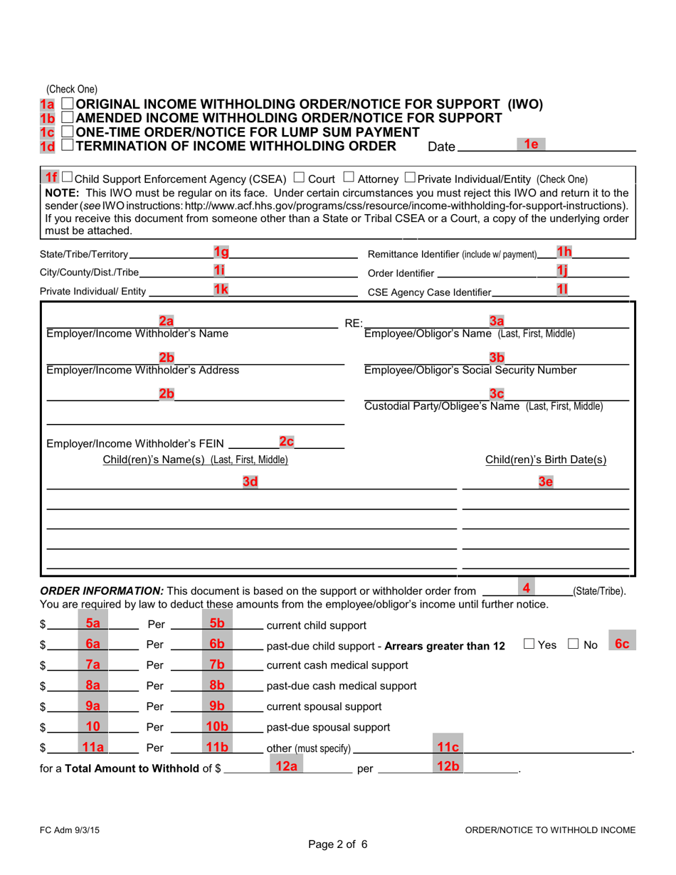 Instructions for Form 1F-P-1098 Order / Notice to Withhold Income for Support - Hawaii, Page 9