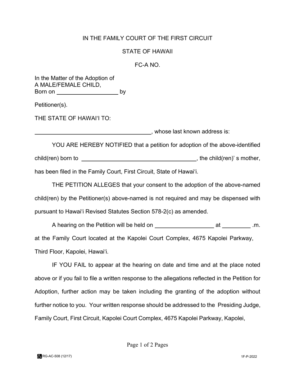 Form 1F-P-2022 Publication - Hawaii, Page 1