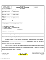 Document preview: Form 1F-P-1041 Notice of Time and Place of Hearing (By Publication) - Hawaii